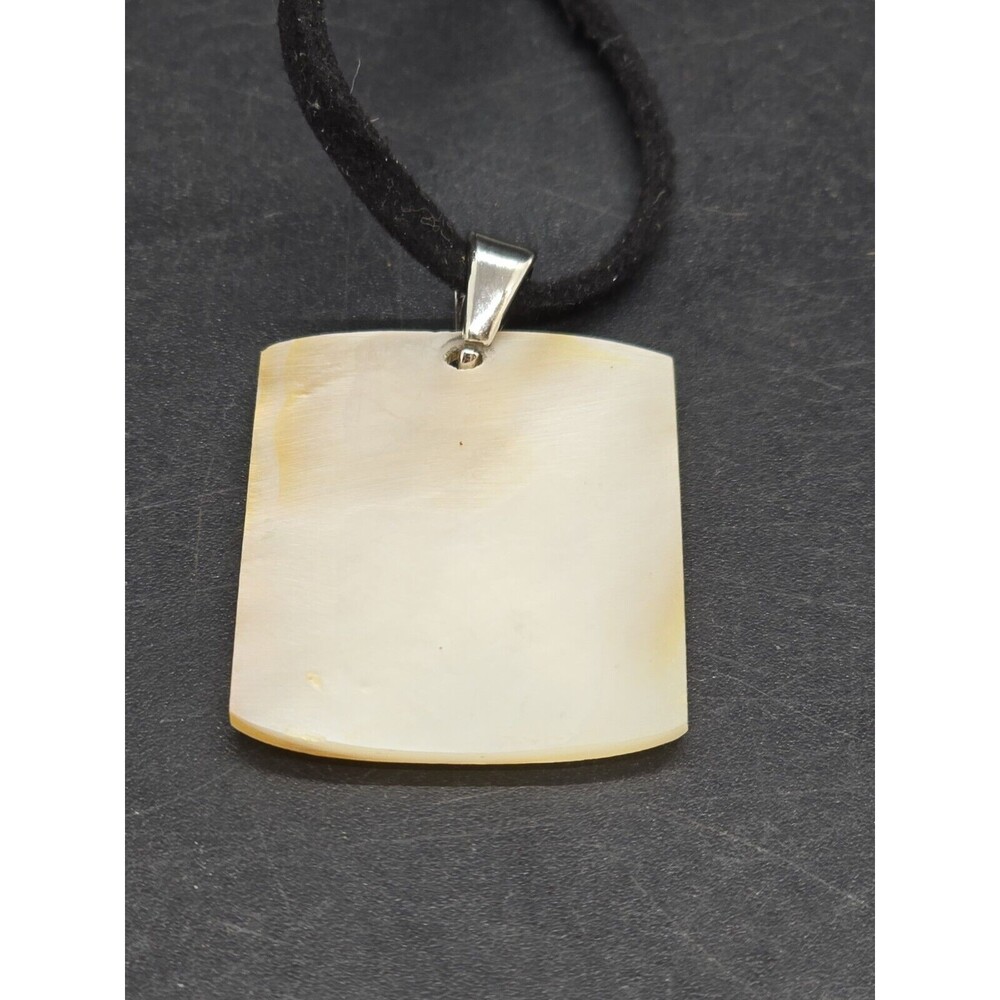 Vtg Artisan Butterfly Necklace Chocker Mother Of Pearl Leather Chain Adjustable - Picture 7 of 9